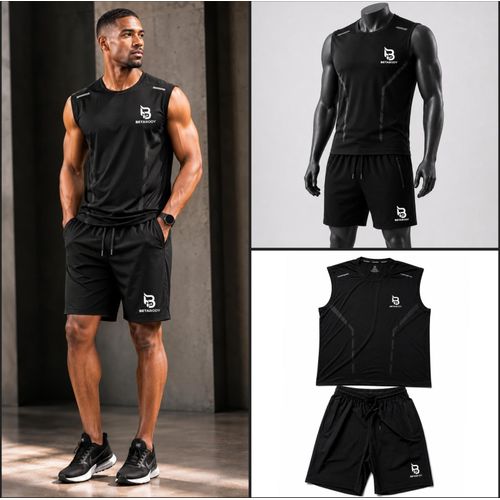 BETABODY New Best-Selling Men's Athletic Sleeveless T-Shirt and Shorts Set - 2-Piece Set