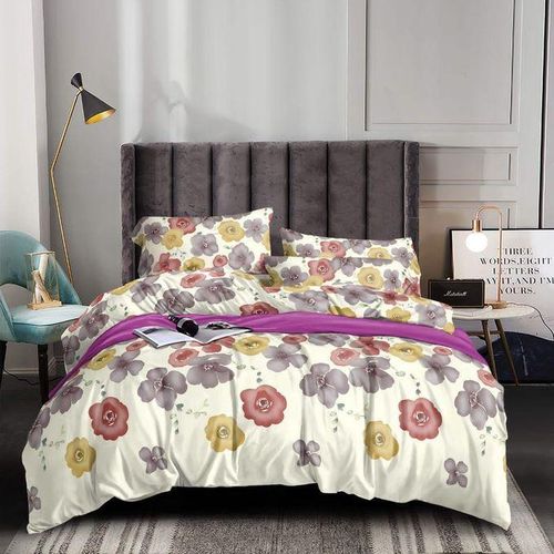 LUXURY COTTON FLORAL DUVET SET with 4 pillowcases (Bedding Set)