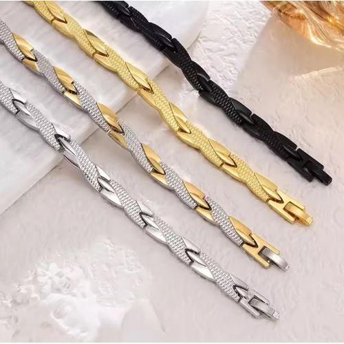 4in1 Hand Chain Bracelet Stainless Steel For Man And Woman Silver-Gold -Black