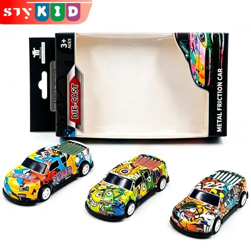 Children's 3-Pcs Inertial Toy Cars Kids Pull Back Vehicles For Kids Ages 3+ Metal Friction Car Toys