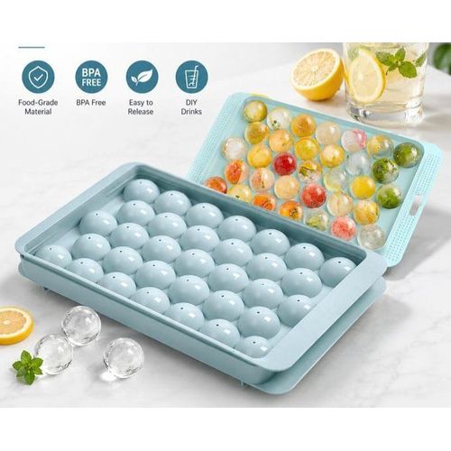 nniversary deal Ice Cube Tray with Lid and Bin - Round Ice Trays for Freezer with Lid - Ice Cube Trays for Freezer with Ice Container