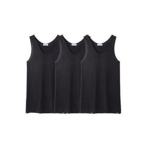 3 IN 1 BLACK COTTON SINGLETS FOR MEN