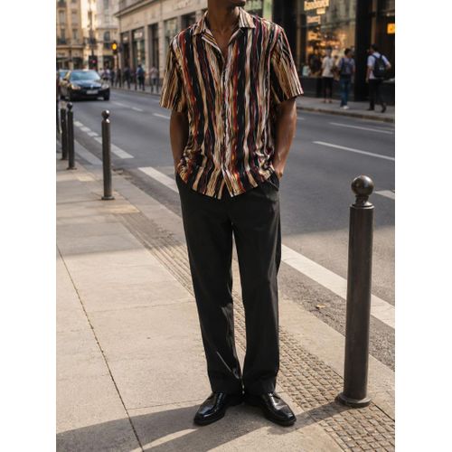 Vintage T-shirt and black trusers for men