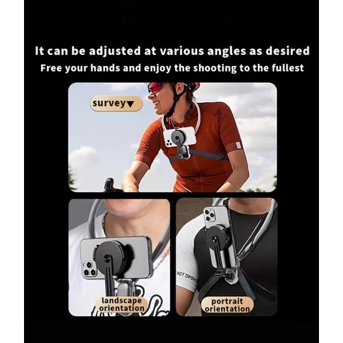 Magnetic Neck Phone Holder Featuring a Chest Strap - Made of Flexible Silicone, Anti-Shake with 360° Rotation, Quick Switch Between Horizontal And Vertical for Live Streaming, Cooking, Fishing, Outdoor Video Recording.
