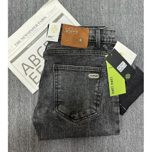 Men’s Grey Washed Denim Jeans – Premium Slim Fit Casual Trouser
