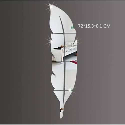 3D Silver LEAF Self Adhesive Wall Sticker Flexible Decorative Mirror (Non-Glass) 1PC