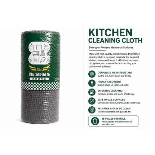 Reusable Kitchen Cleaning Cloth Roll – Multipurpose Non-Woven Dish Cleaning Wipes, Highly Absorbent Washable Kitchen Towels for Dishes, Countertops, Glass, Tableware & Household Cleaning