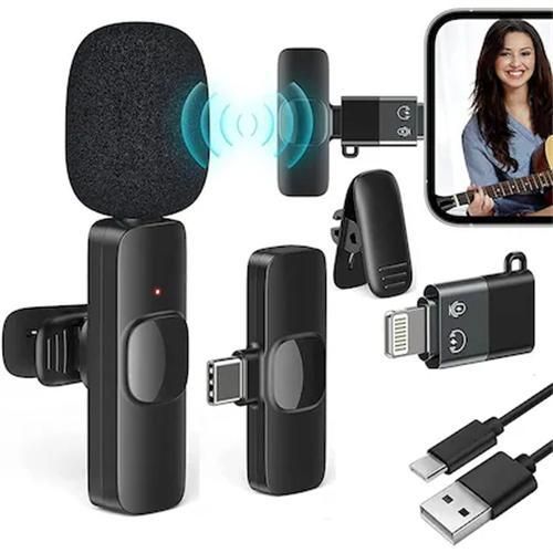 TECHMASTERS K9 Wireless Microphone 2.4GHz with Clip Professional Microphone for iPhone and Type-C