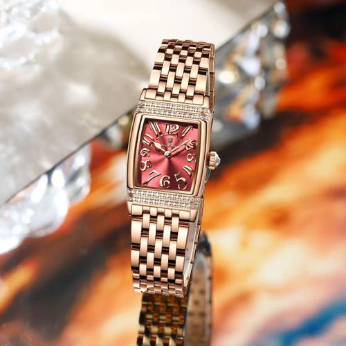 Luxury Rose gold Rectangular Watch For Women