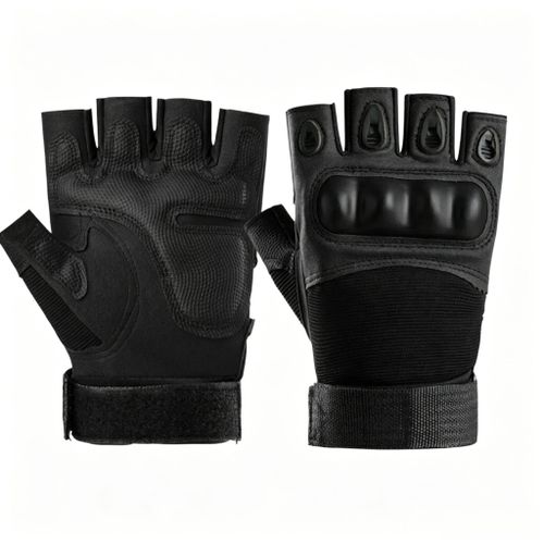 Fingerless Gloves With Hard Knuckle Anti-Slip Adjustable