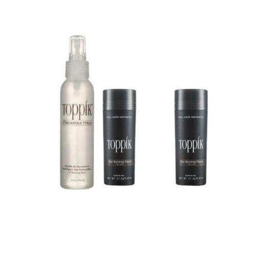 27.5g Hair Building Fiber Black 2pcs + Spray Hold