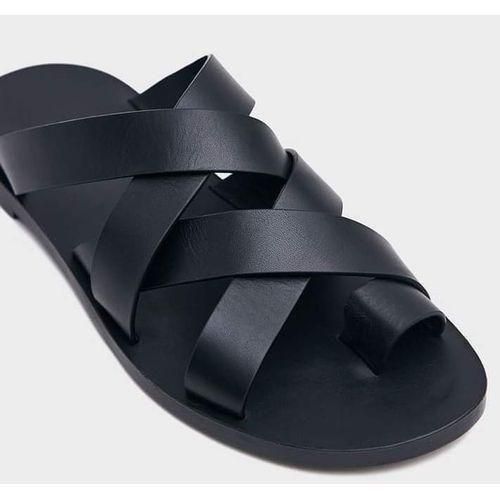 Mens Exotic Leather Cross Palm Slippers