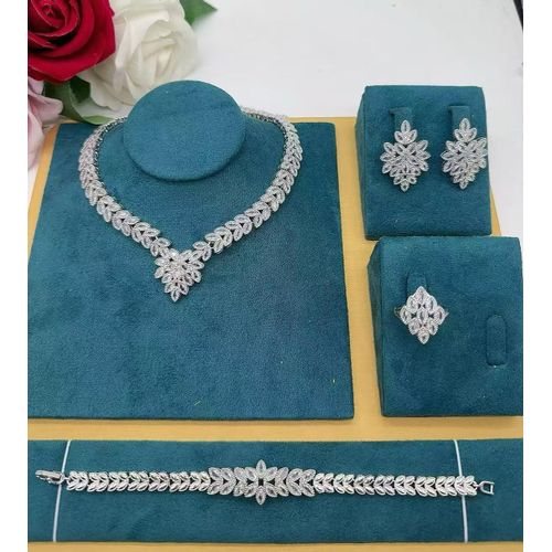 Zirconia First Grade Luxury Complete Sets Iced Diamond Diamond Iced Necklace,Earring ,Bracelet And Ring Set