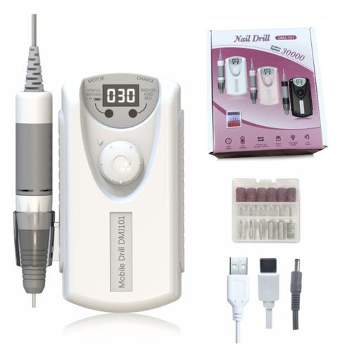 Portable Professional 30000 RPM Rechargeable USB Nail Drill Machine Nail Polisher Brushless Motor Made Plastic