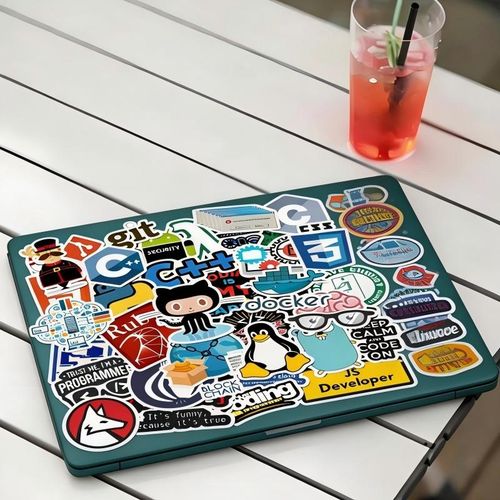 50pcs Cartoon Programmer Software Programming Language Sticker++1pcs Mobile phone type c interface protective case Set for Laptop, Phone, Guitar, Toy, Motorcycle, Skateboard, Outdoor Travel Water Bottle, Car, Bicycle