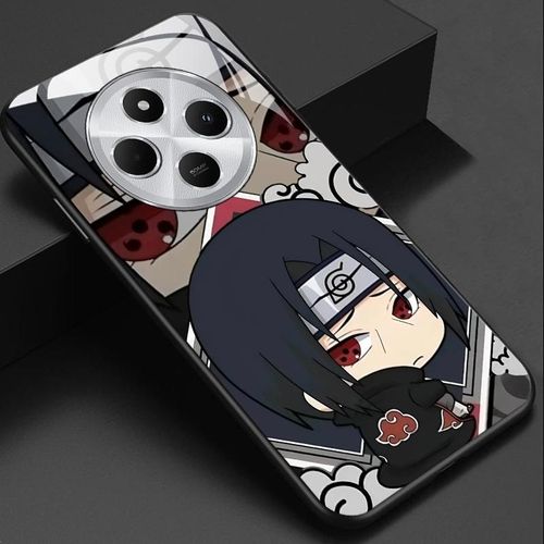 For Redmi 14C Ultra thin Tempered Glass PhoneCase Anime Mini Cute Uchiha Itachi pattern Smartphone Accessories Hard Cover Shockproof protective casing