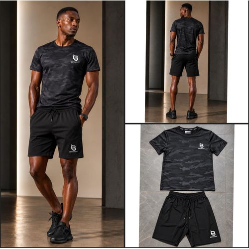 BETABODY Quick Dry Men's Short-Sleeve shirt & Short Athletic Wear Gym Male Sportswear Compression Fitness Shirt Top Running Jersey Sport Clothing