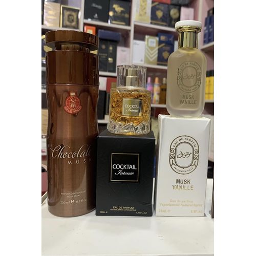 Cocktail Intense EDP Perfume 35ML And Musk Vanille 25ml With Chocolate Musk Body Spray