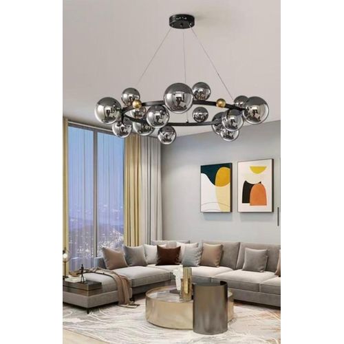 Modern LED ring chrome bubble chandelier light