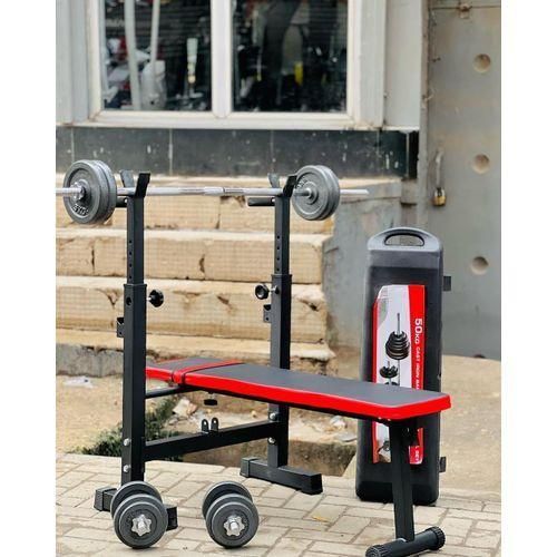 Mini weight bench with 50kg adjustable dumbell