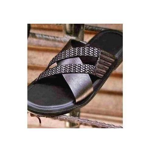 Benny Leather Palm Mens Leather Brown Cross Pam Palm Slippers