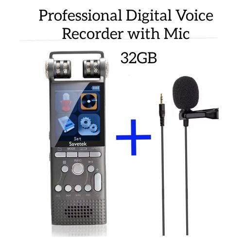 Professional Digital Voice Recorder With External Microphone– HD Noise Reduction, Long Recording Time.