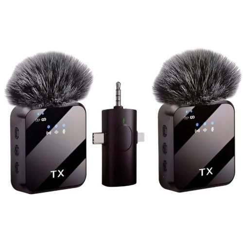 Dual 3 in 1 Wireless Lavalier Noise Cancelling Microphone With Receiver For Android, iPhone & DSLR Camera