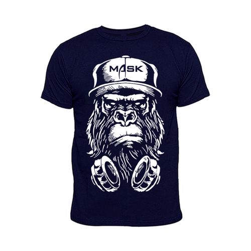 Mens Mask Print T-Shirt - Navy Blue