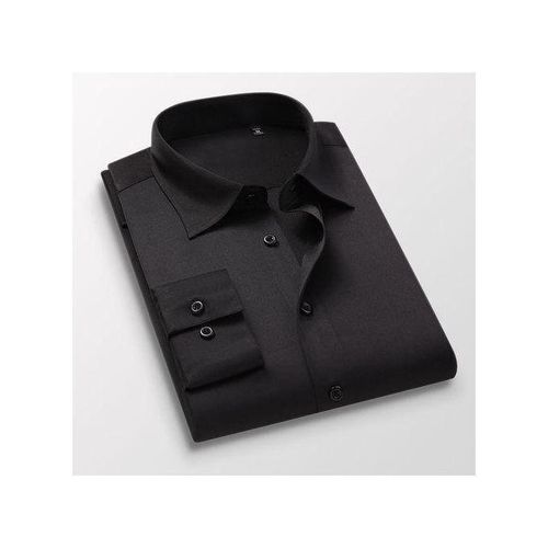 Corporate Quality Formal Office Plain Black Long Sleeve Shirt