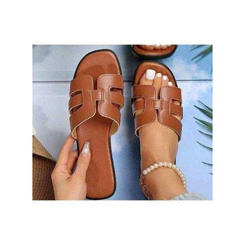 Classic Female/Ladies Palm Slippers - Brown