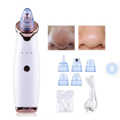 Electric Blackhead Remover Vacuum Facial Pore Cleaner USB Rechargeable with 5 Suction Heads