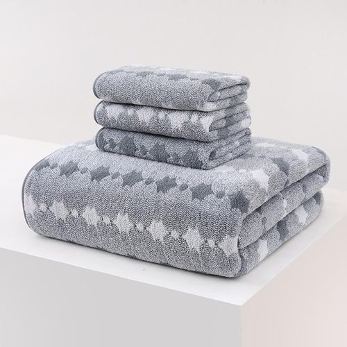 4pcs Coral striped fleece bath and hand towel set in ice c-ream cone shape - Grey