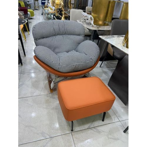 Modern Upholstered Accent Lounge Chair with Ottoman