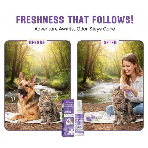 Refreshing pet body spray, Dog Spray for Smelly Dogs and Puppies and Dog Calming Spray, Dog, cat, Pet spray for smelly fur and paws, Alcohol-free dog perfume