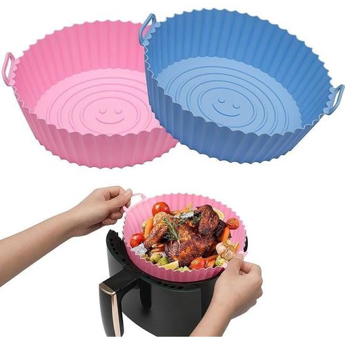 Reusable Silicone Air Fryer Basket Liner – Non-Stick Heat-Resistant Pot Bowl with Handles for Baking & Cooking