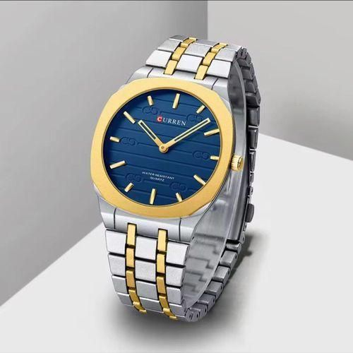 Top Quality Men's Water Resistant Wristwatch Silver Blue Gold