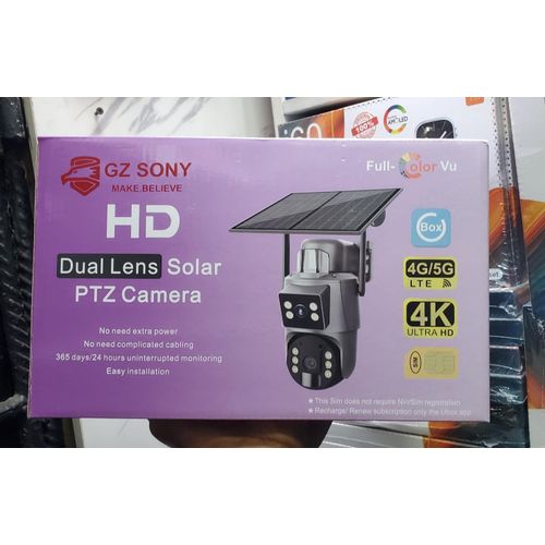 GZ SONY Dual Lens Solar PTZ Security Camera 4G/5G LTE, 4K Ultra HD + Free SIM