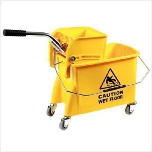 Plastic Mop Bucket & Wringer With Caution Signage - Caution Mop