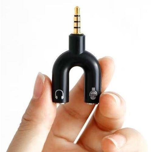3.5mm Audio Female to Dual Male Splitter - U-Shaped 1-in-2 Adapter for Wired Headset & Microphone, Huawei Compatible
