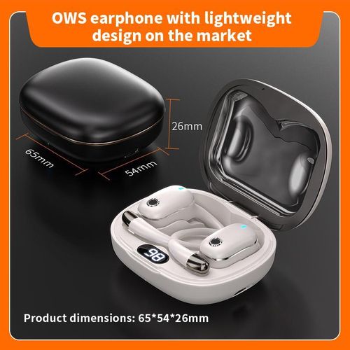 Local Stock-Secure Fit Sport Bluetooth Earphones, Open Ear Design, IP64 Sweatproof, 60H Battery, Stable BT6.0 for Running & Gym - with Digital Display Case White