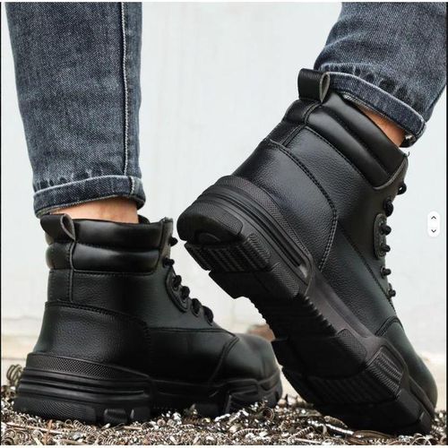 Men's Breathable SAFETY BOOT/SHOES Anti Smashing Anti Puncture Safety Shoes, Steel Toe Safety Boots Ankle Safety Anti-smashing Steel Mid-plate Safety Shoes for Men Water Resistant Hiking Boots Safety Work Shoe Leather Male Footwear