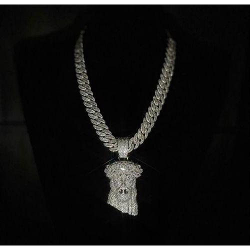 Exquisite Chain With Iced Head Of Crusifix Pendant