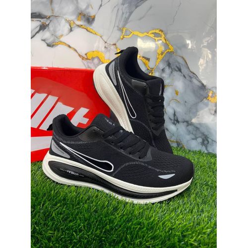 Cushion Tech Men's Breathable Mesh Running Shoes – Lightweight Athletic Sneakers - Black/White