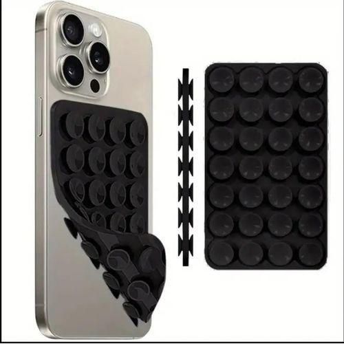 Suction Cup Phone Holder - Phone Gum Suitable For Phone Selfies and Video Shooting, Phone Sticker, Portable and Movable Phone Holder - Strong Grip, Car Phone Holder, Shower, Wall (BLACK)