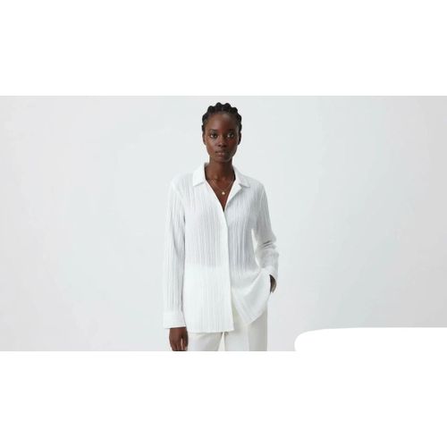 Women's White Linen-Cotton Long-Sleeve Shirt