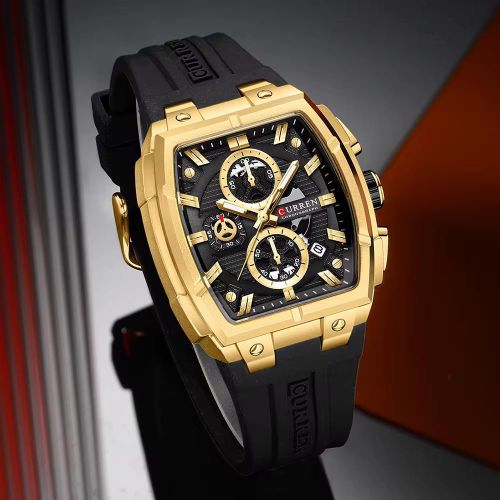 Multifunction Men's White Rubber Strap Chronograph Watch