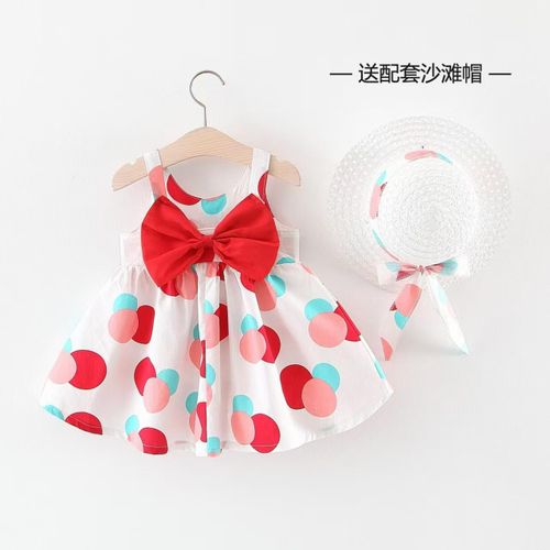 0-4 year old girl bow dress princess dress+hat gift