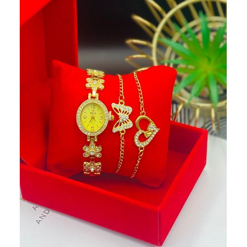 Women s 3 IN ONE WOMEN’S WRISTWATCH WITH BRACELET AND BOX - LADIES WRISTWATCH WITH BRACELET - WRISTWATCH WITH BRACELET FOR WOMEN - WRISTWATCH SET FOR GIRLS