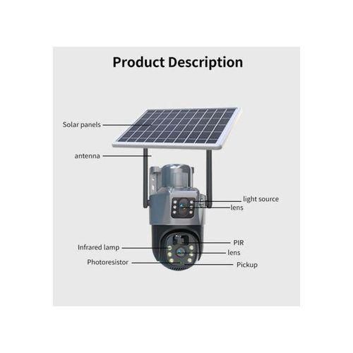 Dual Lens Solar-powered 4G Simcard Rotational Cctv Camera 8MP