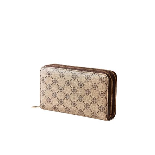 Classic Old Flower Double Zipper Long Handheld Wallet